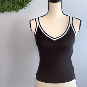 American Eagle Black Tank with White Straps (M)